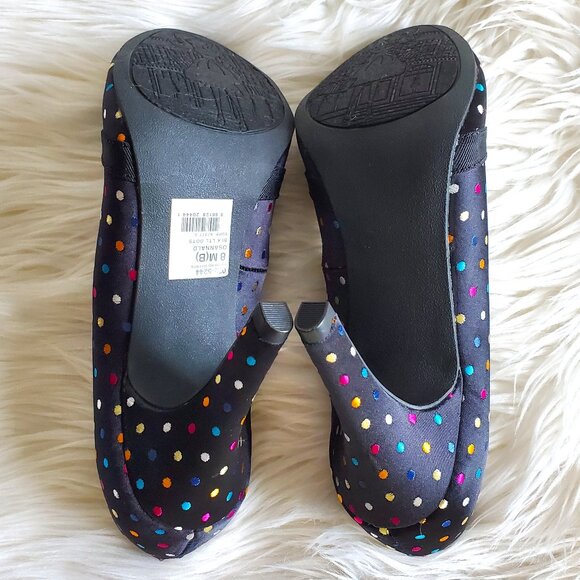 K9 Rocket Dog Black Polka Dot Satin Toe Bow Pumps SZ 8 - Picture 7 of 12